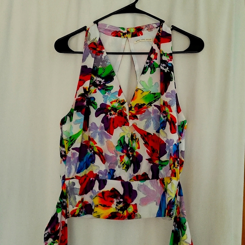 Rainbow floral tank